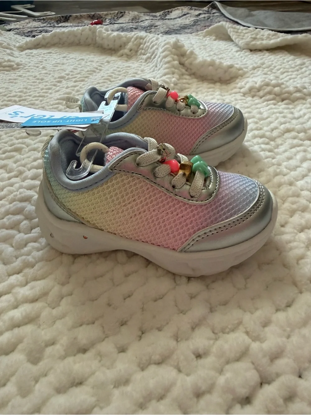 Kids Pastel Gradient Light-Up Sneakers with Charm Accents